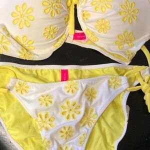 Victoria's Secret White and Yellow Floral Bikini Set